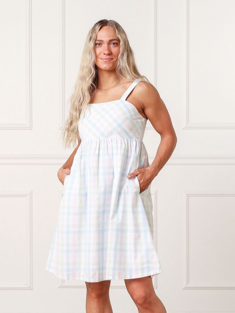 Hope & Henry Organic Seersucker Sundress - Easter Check
